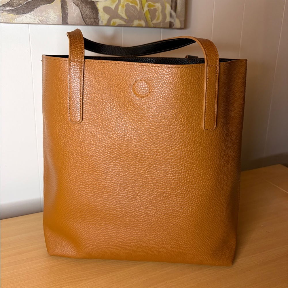 Tan Poly Vinyl Tote Bag